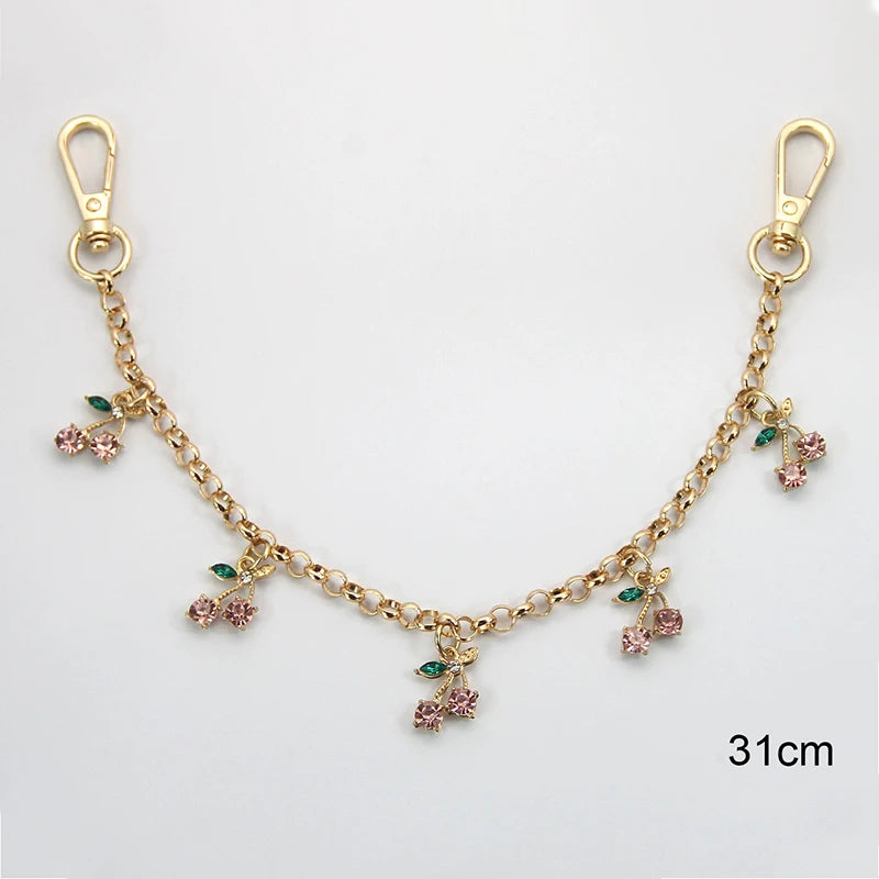 Cherry Crystal Bag Charm Chain – Rhinestone Handbag Accessory