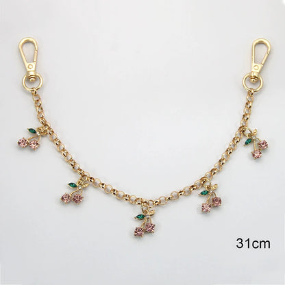 Cherry Crystal Bag Charm Chain – Rhinestone Handbag Accessory