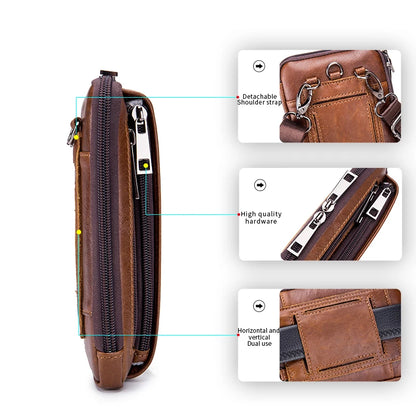 Men's Genuine Leather Waist Bag & Phone Pouch