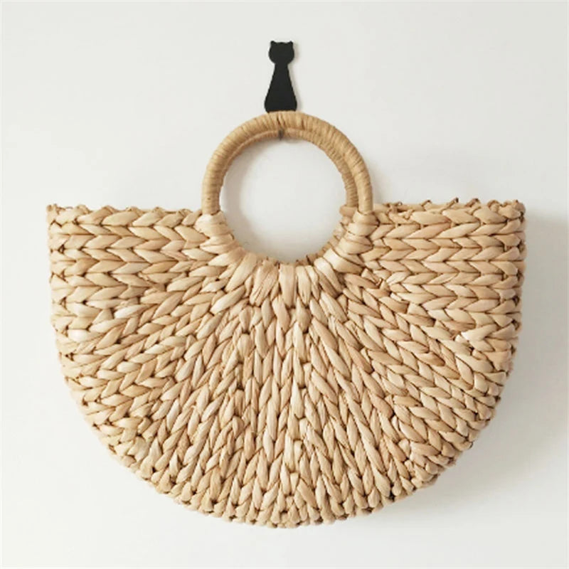 Handwoven Straw Beach Bag – Bohemian Wicker Tote for Women