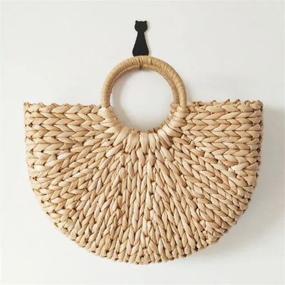 Handwoven Straw Beach Bag – Bohemian Wicker Tote for Women
