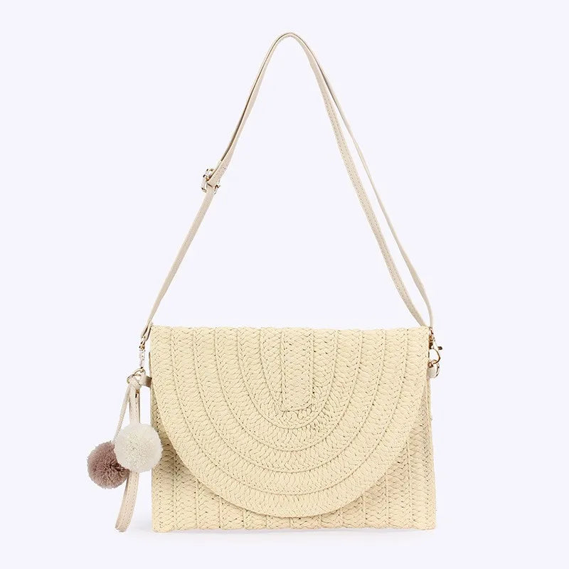 Straw Woven Envelope Clutch – Women's Summer Beach Crossbody Bag