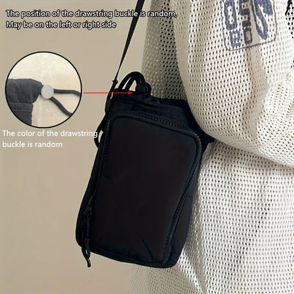 Mini Nylon Crossbody Bag with Phone Pocket & Bottle Holder