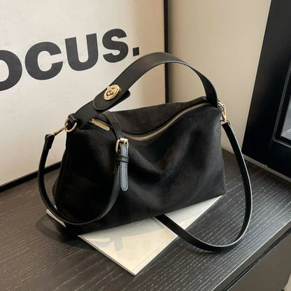 Retro Frosted Crossbody Bag Large Capacity Shoulder Tote for Women