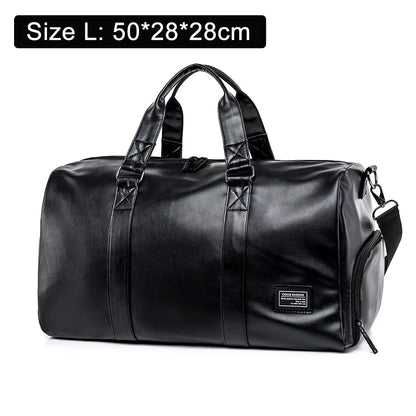 PU Leather Gym Bag for Men – Sports Duffel with Shoe Compartment