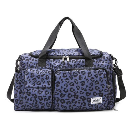 Leopard Print Duffle Bag – Multi-Pocket Sports & Travel Bag