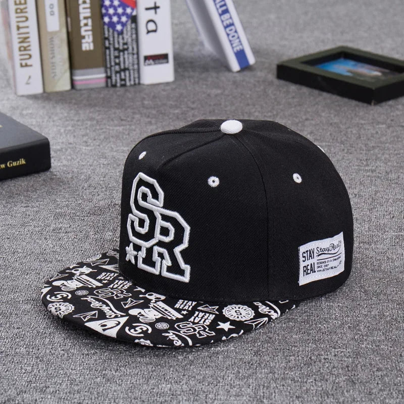 SR Snapback Baseball Cap – Hip Hop Flat Brim Hat for Men & Women
