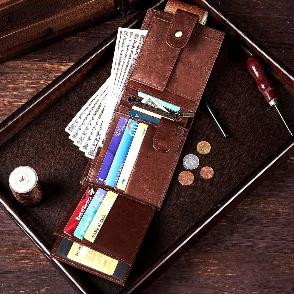 Men's Vintage Genuine Cowhide Leather Bifold Wallet
