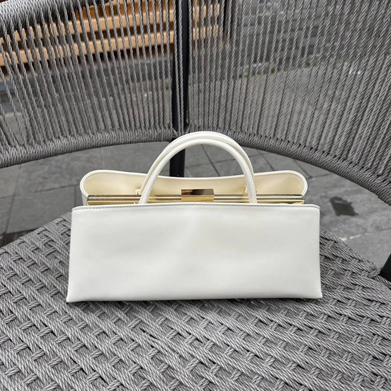 Luxury Long Clutch Handbag – Gold Clip Top Handle Purse