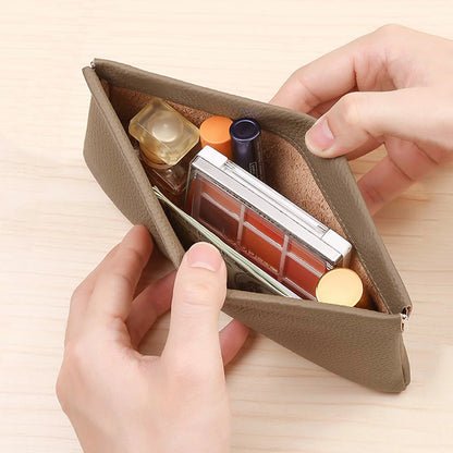 Self-Closing PU Leather Long Wallet Women Squeeze Coin Purse