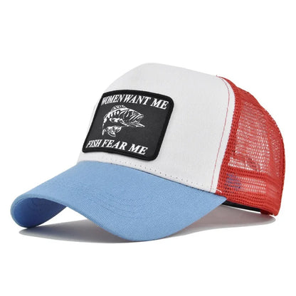 Women Want Me Fish Fear Me Trucker Hat – Unisex Fishing Cap