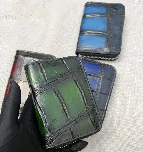 Crocodile Skin Leather Card Holder – Zipper Wallet Large Capacity
