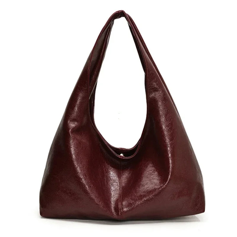 Large Capacity PU Leather Hobo Shoulder Bag for Women