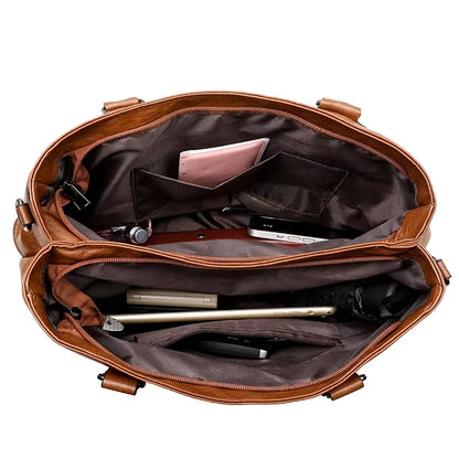 Women's Leather Tote Handbag – Top Handle Shoulder & Crossbody Bag