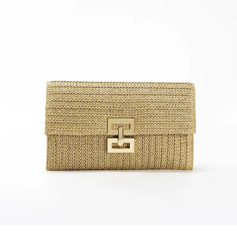 Straw Woven Clutch Bag – Women's Raffia Crochet Beach Purse