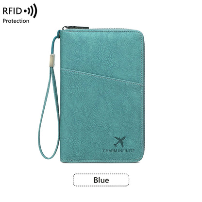 RFID Passport Holder Travel Wallet – Large Capacity Zipper