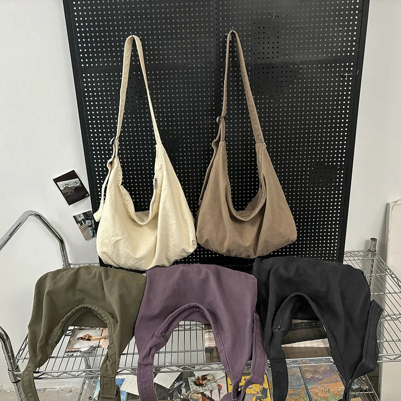 Canvas Crossbody Hobo Bag – Retro Large Capacity Shoulder Bag