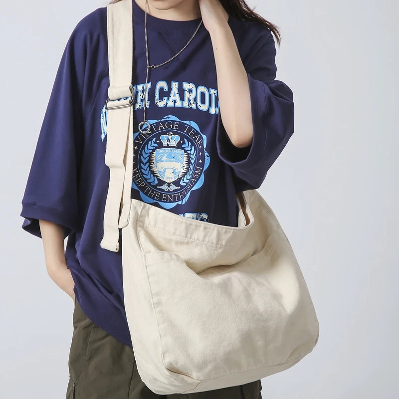 Canvas Crossbody Bag – Large Capacity Casual Shoulder Tote for Women