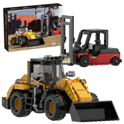 2-in-1 Forklift & Wheel Loader Building Blocks Set | Engineering Bricks