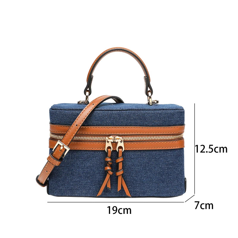 Denim Box Bag – Women's Luxury Crossbody Shoulder Handbag