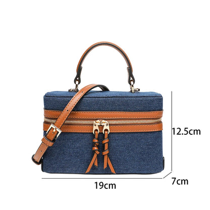 Denim Box Bag – Women's Luxury Crossbody Shoulder Handbag