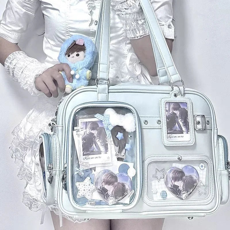Large Capacity Ita Bag with Transparent Window – JK Tote Shoulder Bag