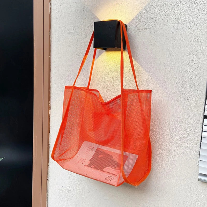Mesh Handbag Tote – Large Capacity Shoulder Bag for Women