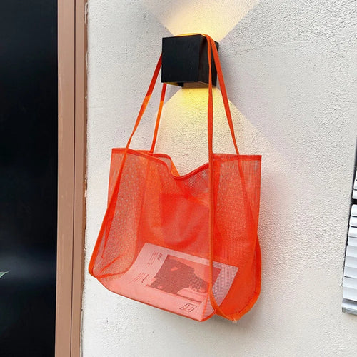 Mesh Handbag Tote – Large Capacity Shoulder Bag for Women
