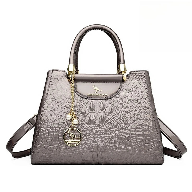 Crocodile Pattern Leather Handbag – Women's Large Capacity Shoulder Bag