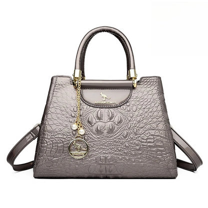 Crocodile Pattern Leather Handbag – Women's Large Capacity Shoulder Bag