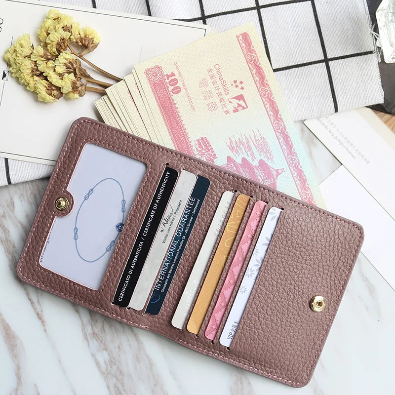 Women's Genuine Leather Long Wallet – Slim Flat Cowhide Purse with Card Slots