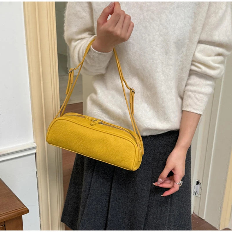 Lychee Texture Shoulder Bag – Korean Minimalist Underarm Bag for Women
