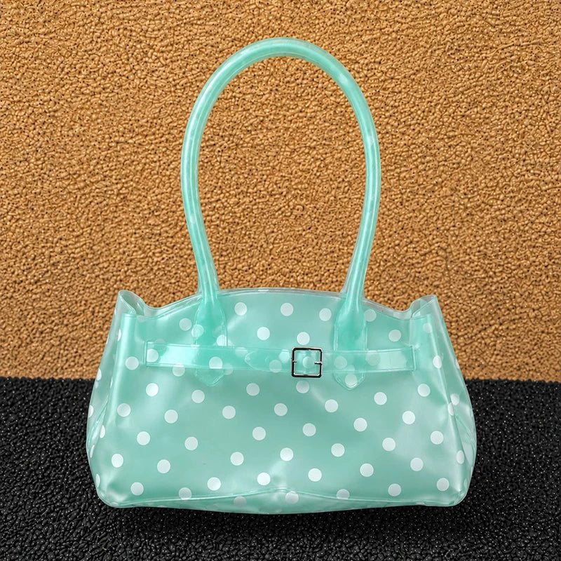 Polka Dot Jelly Shoulder Bag – Clear PVC Women's Handbag