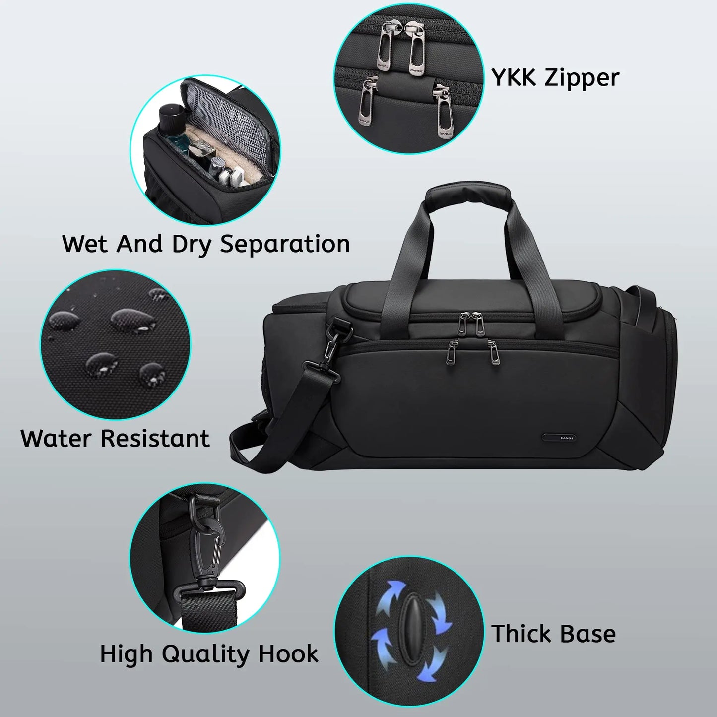 Waterproof Gym Duffel Bag with Shoe Compartment – 21 Inch Travel Bag