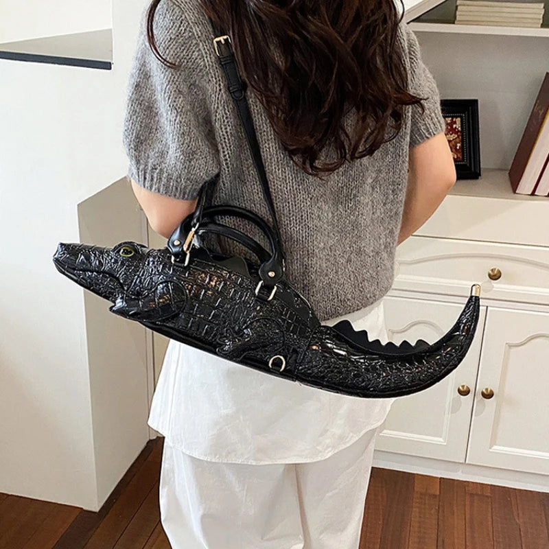 Crocodile Shaped Handbag – Women's Luxury 3D Animal Shoulder Bag