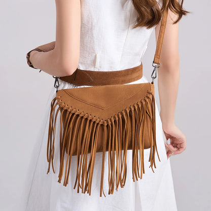Bohemian Fringe Crossbody Bag – Women's Tassel Shoulder Bag