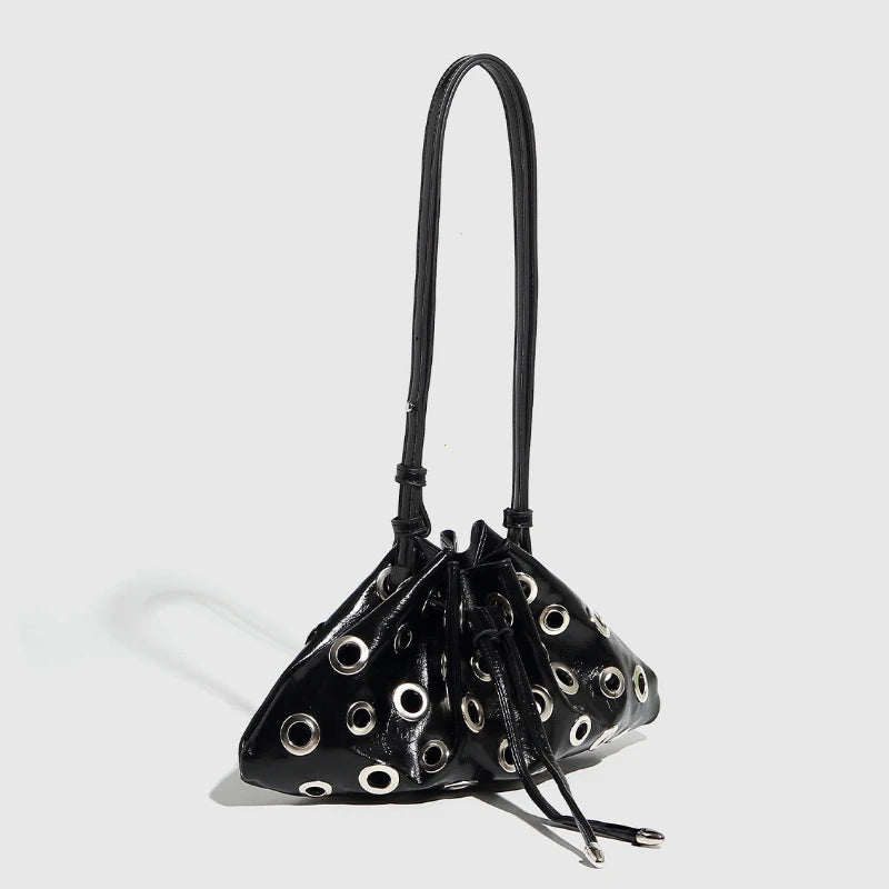Y2K Metal Eyelet Shoulder Bag – Women's Drawstring Crossbody Purse