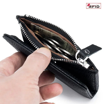 RFID Blocking Genuine Leather Wallet for Women – Short Bifold with Zipper Coin Purse