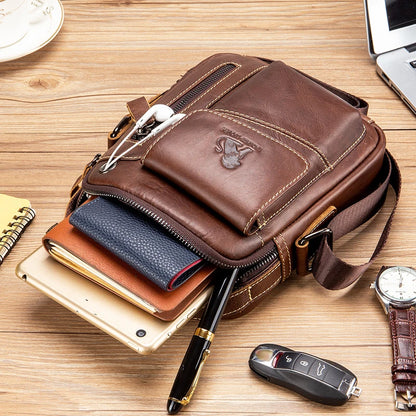 Men's Leather Crossbody Bag – Large Capacity Cowhide Shoulder Bag