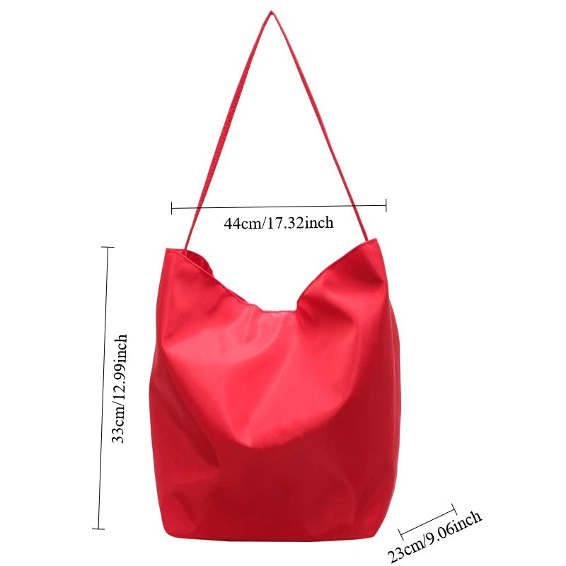 Large Capacity Tote Shoulder Bag for Women – Minimalist Retro Bucket Bag