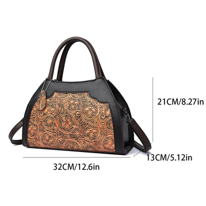 Luxury Floral Embossed Leather Handbag for Women