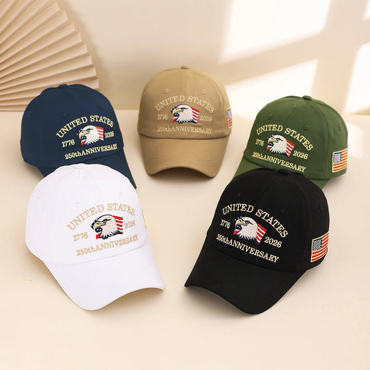 USA 250th Anniversary Baseball Cap – Eagle & Flag Embroidered Hat