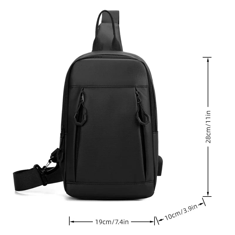 Sling Chest Bag for Men with USB Port – Crossbody Pack