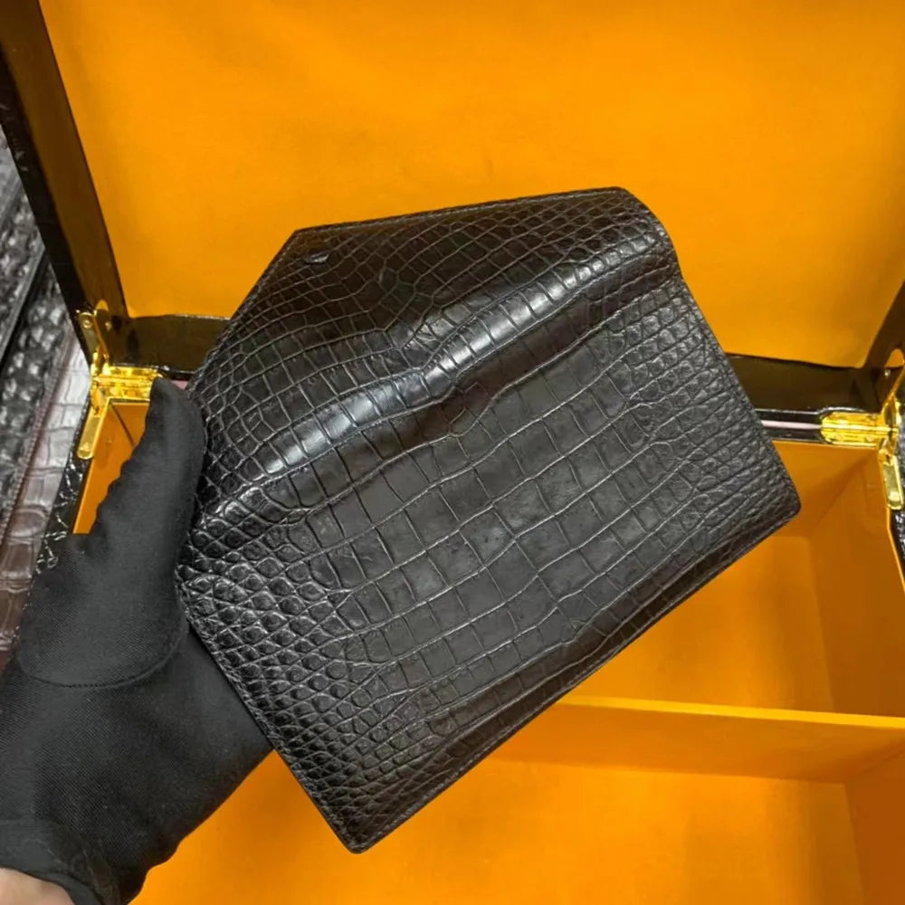 Crocodile Leather Envelope Clutch – Women's Luxury Evening Bag