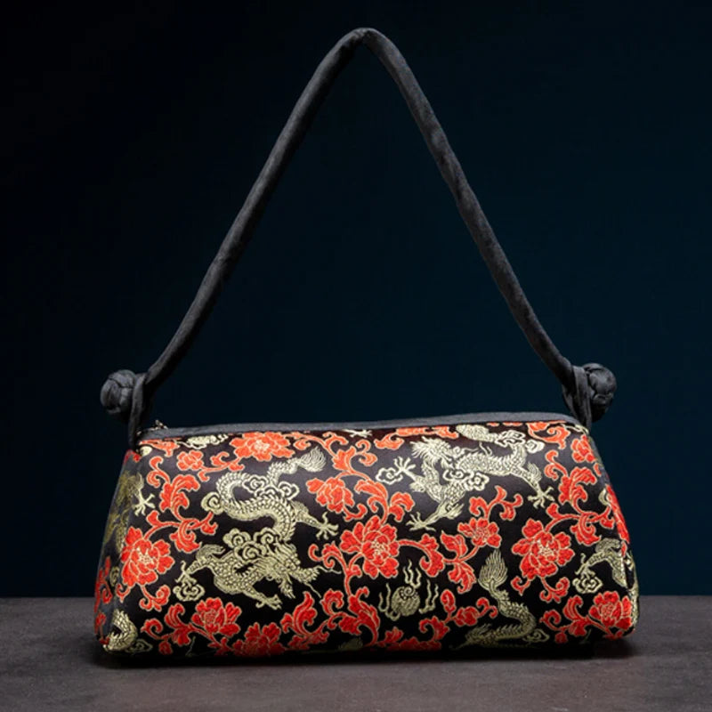 Embroidered Silk Shoulder Bag – Floral Cheongsam Purse