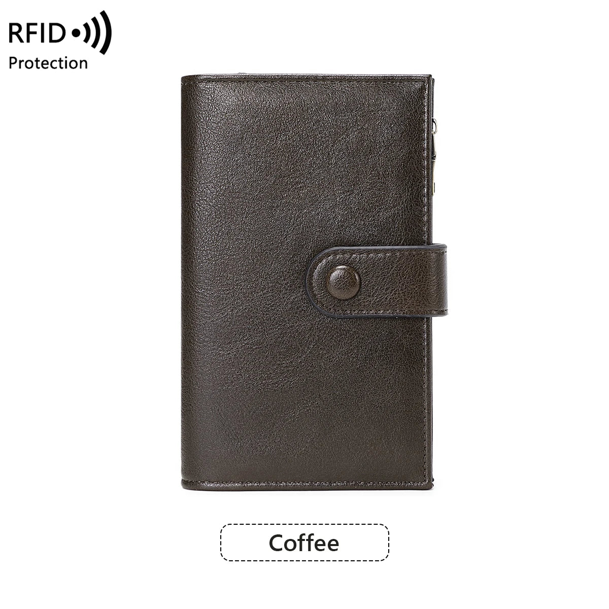 RFID Blocking Women's Trifold Leather Clutch Wallet