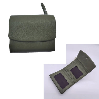 Genuine Leather Tri-Fold Wallet for Women with Hasp Closure