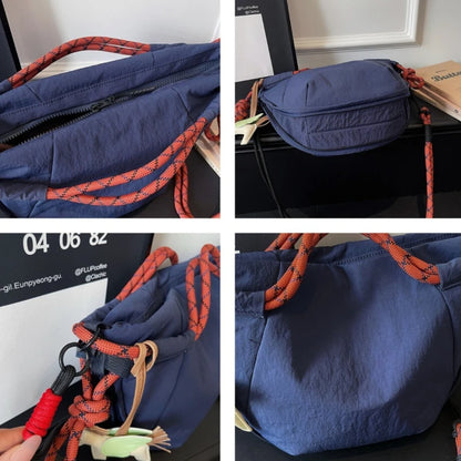 Trendy Shoulder Bags Women Oxford Fabric Drawstring Foldable Crossbody Bag Minimalist Design Casual
