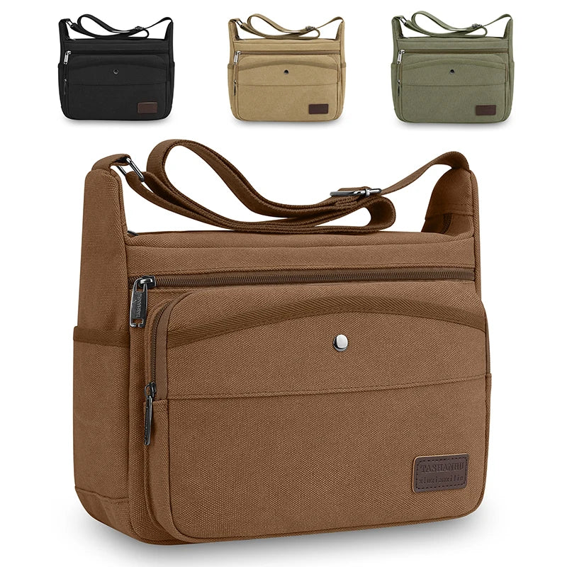 Men's Canvas Shoulder Bag – Casual Crossbody Messenger