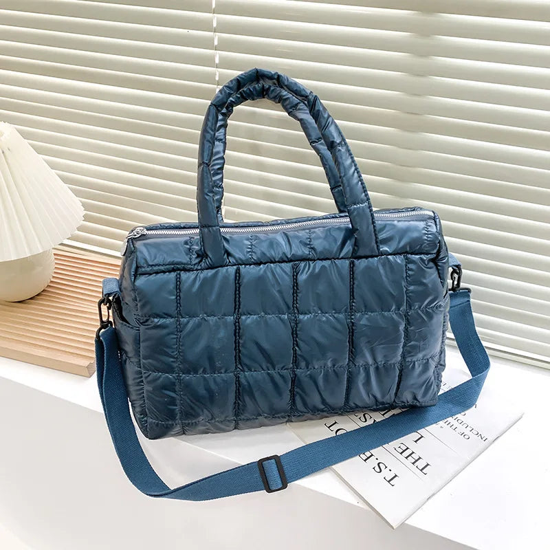 Quilted Puffer Tote Bag – Women's Nylon Crossbody Shoulder Bag